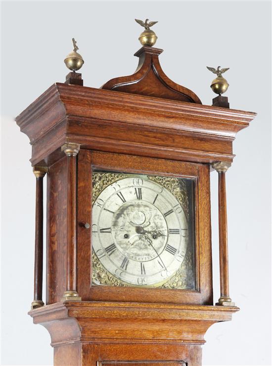 John Day of Wakefield. A George III oak eight day longcase clock, 7ft 10in.